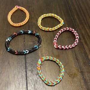 Stretchy bracelets very colorful .